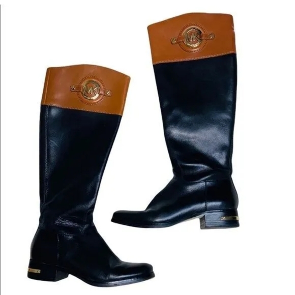 Micheal Kors Stockard Brown / Black Leather Boots - Picture 2 of 3